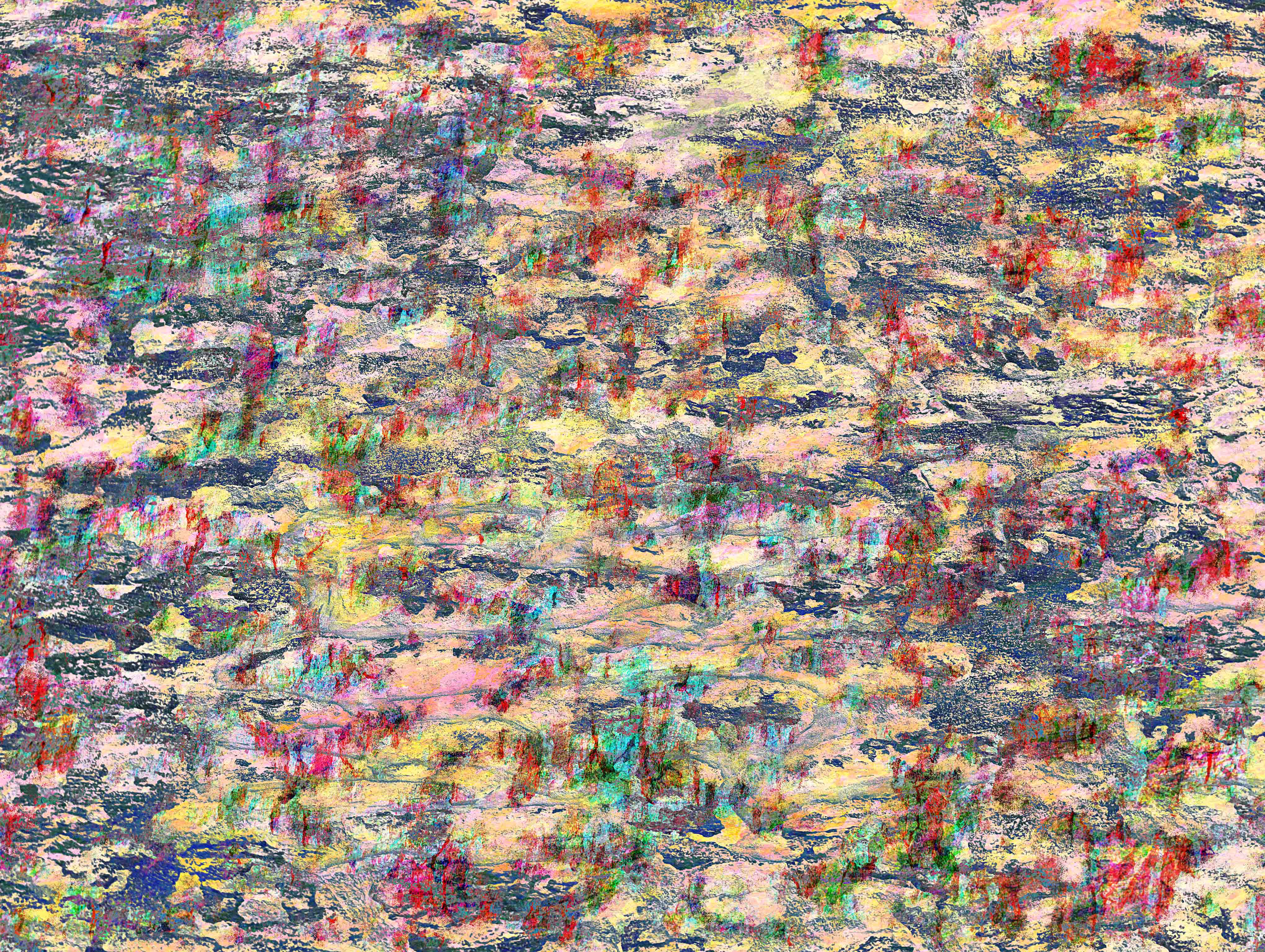 photos of a stone wall turned into a colorful painting