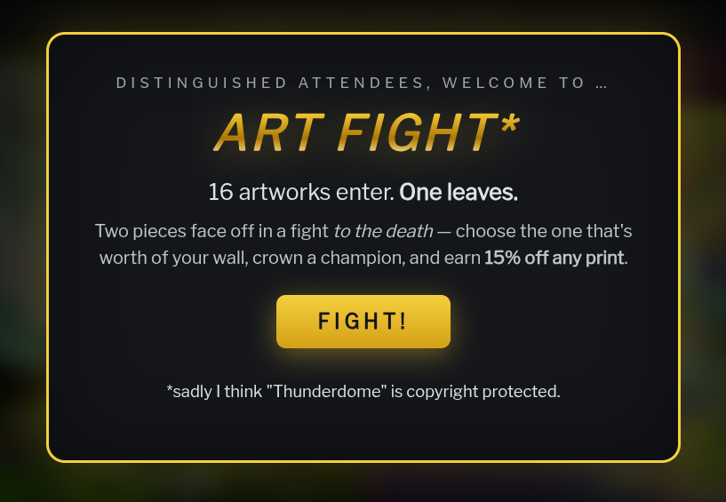 art fight welcome screen