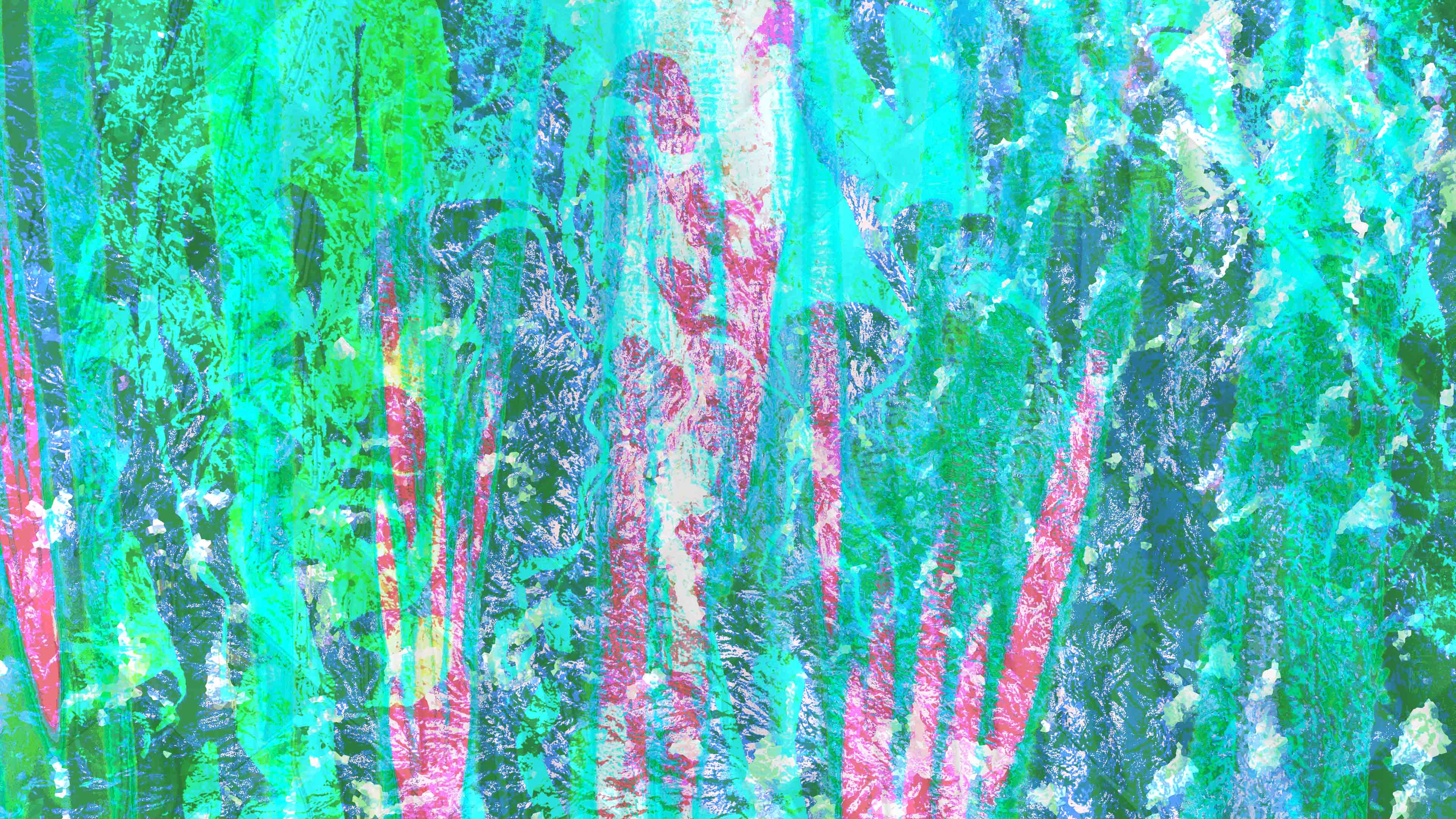 A digital abstract expressionist work made by combining cloth, light and metal