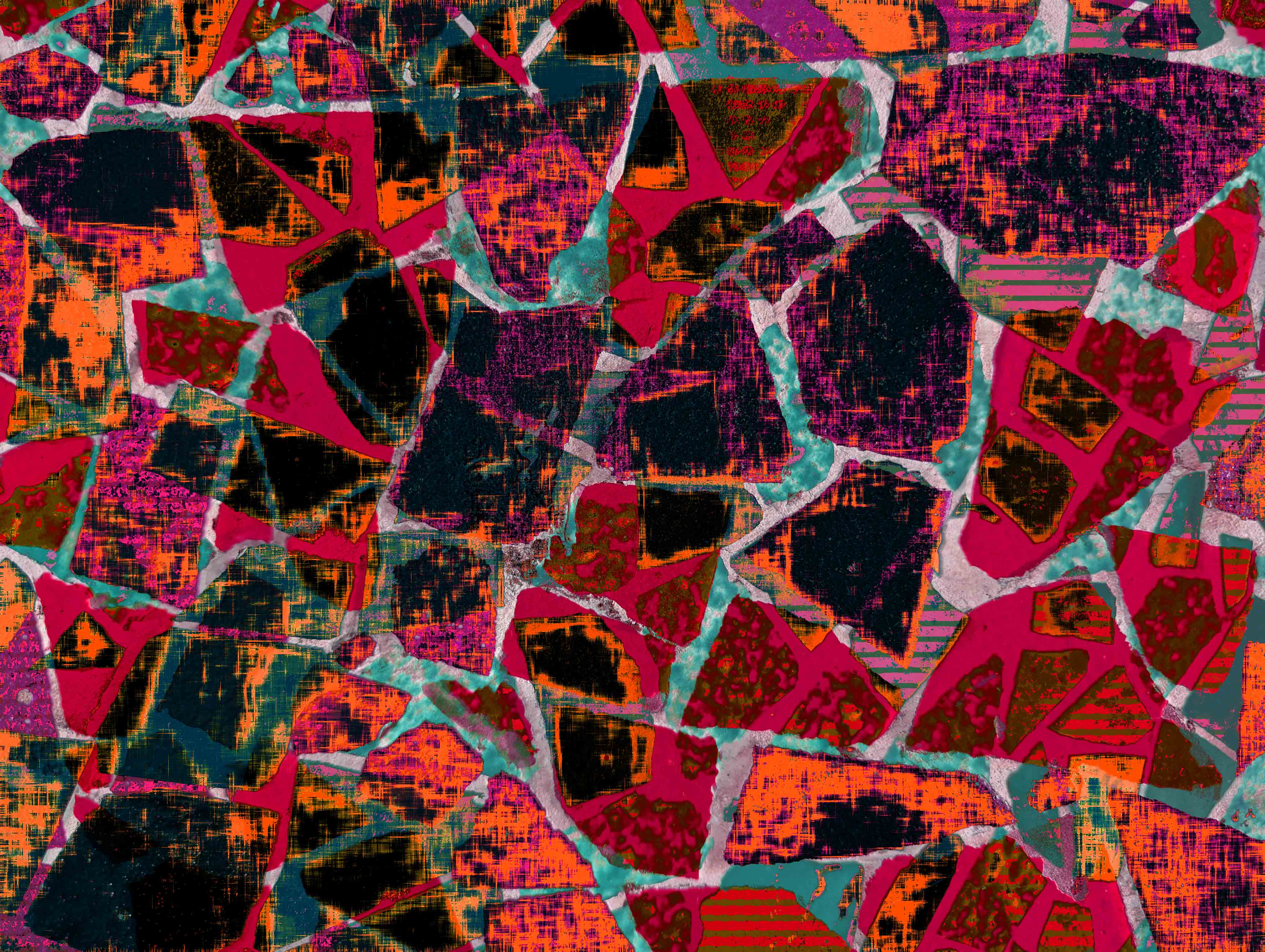 two parts of a mosaic in Parque del Amor overlaid on one another and reworked