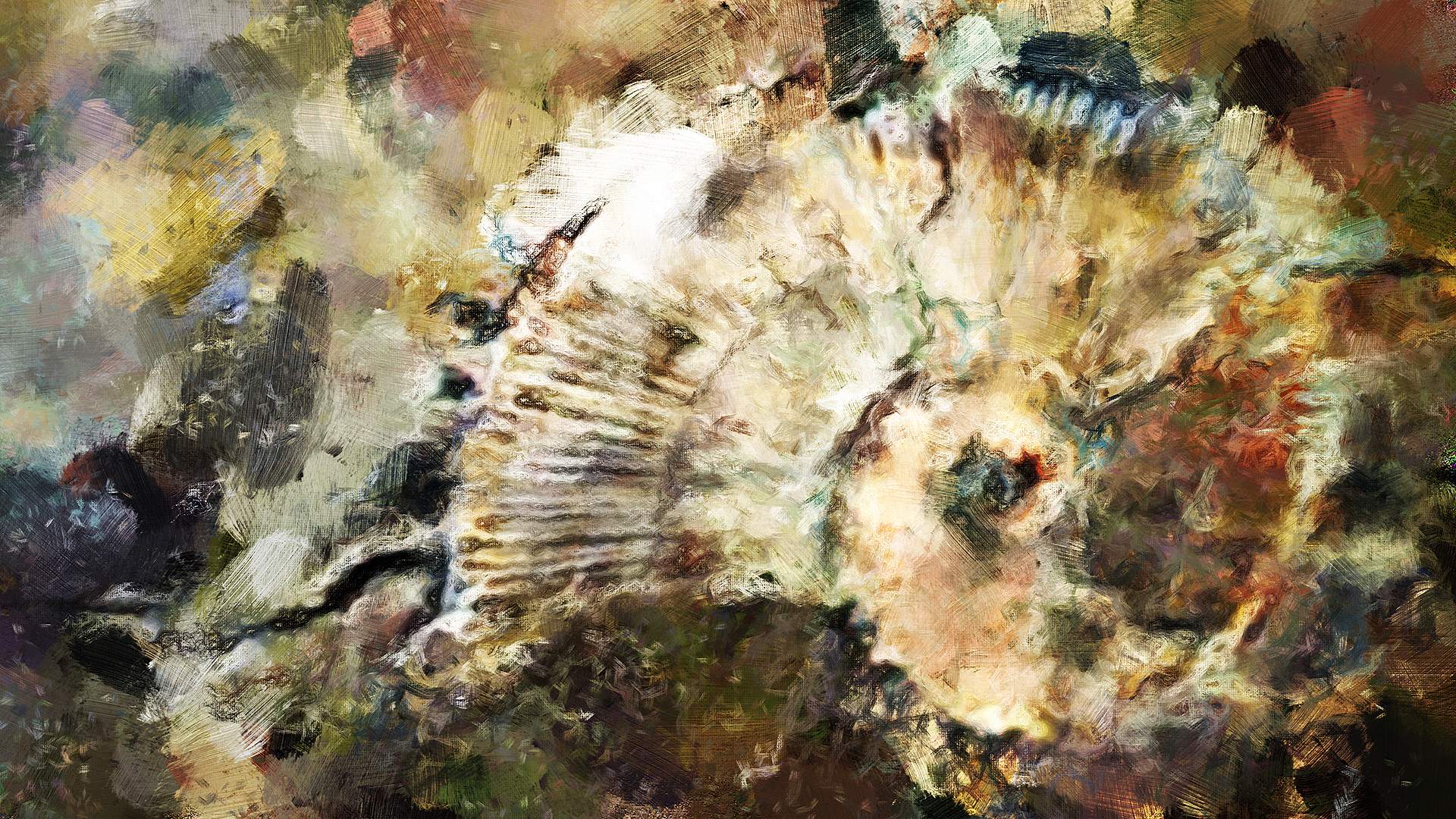 A retextured view of a fossil seen in the wall at the Amsterdam zoo
