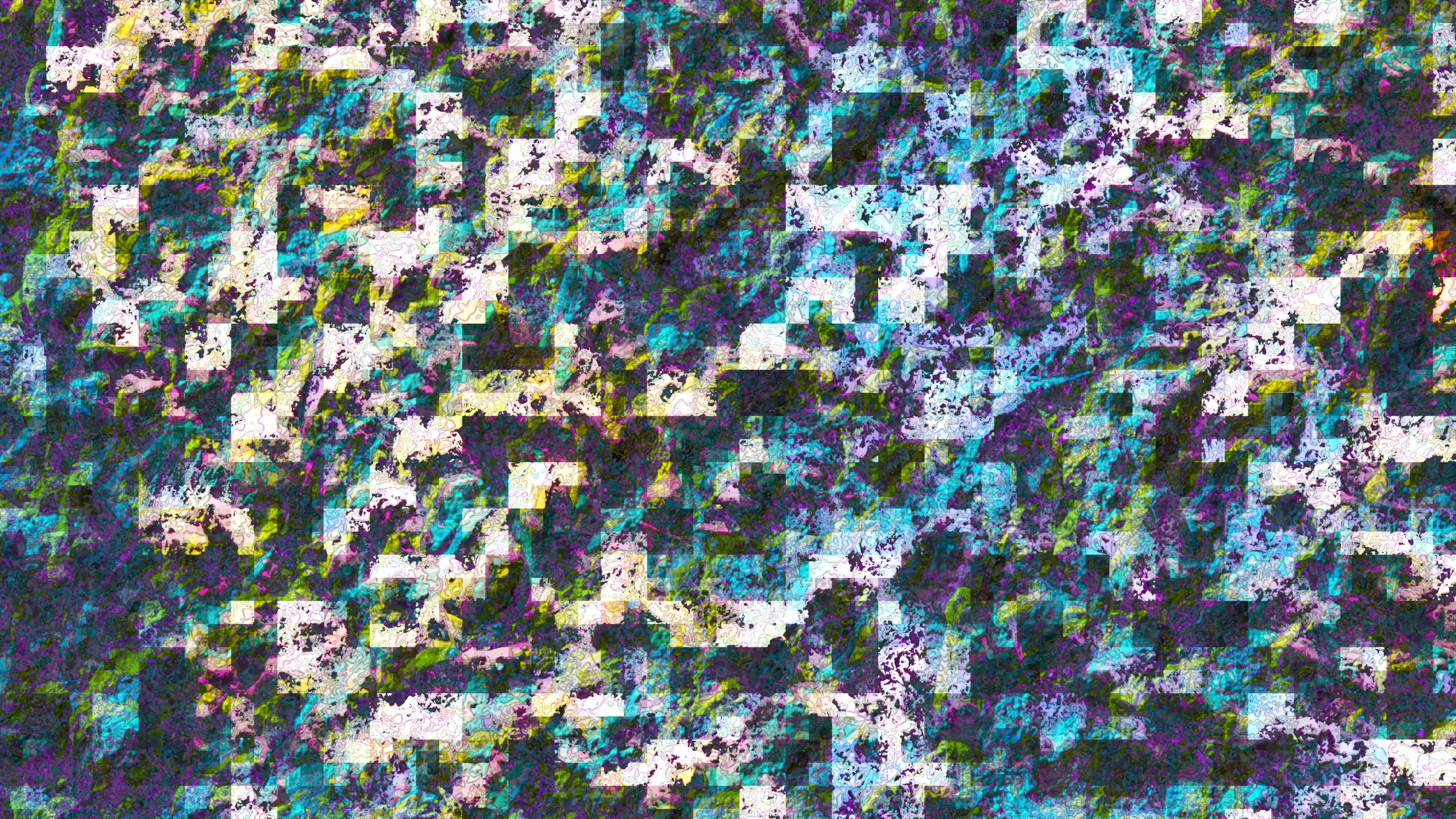 abstract expressionist nonsense in white, purple, green, and blue