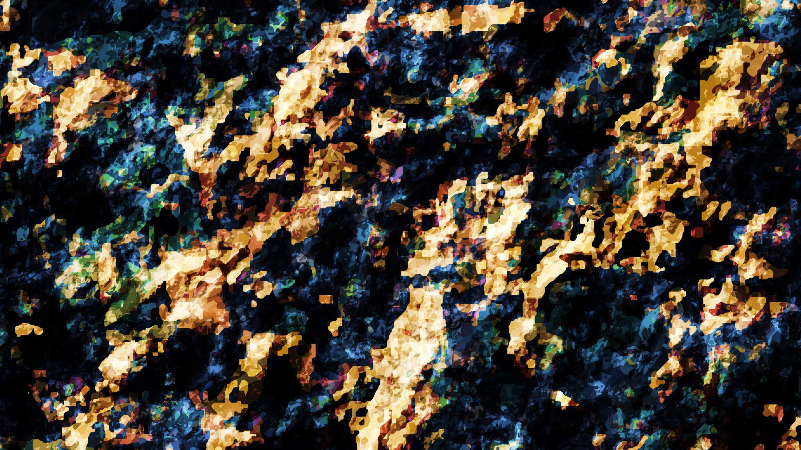 abstract expressionist nonsense in gold and teal