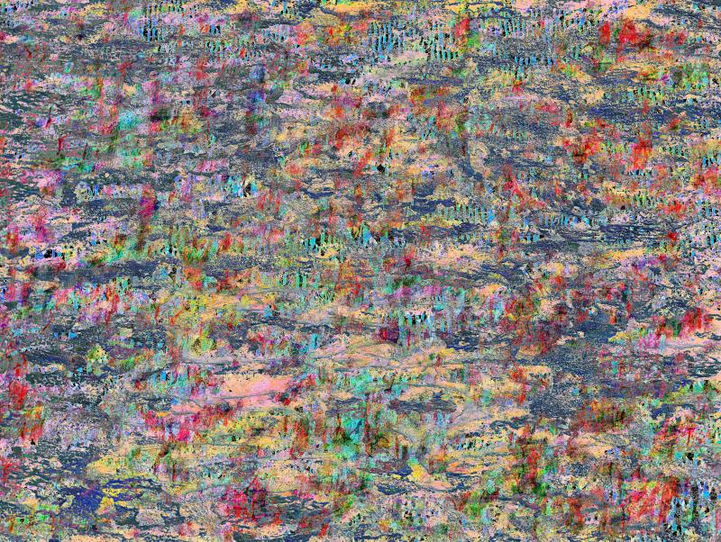 photos of a stone wall turned into a colorful painting