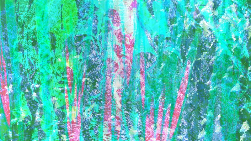A digital abstract expressionist work made by combining cloth, light and metal