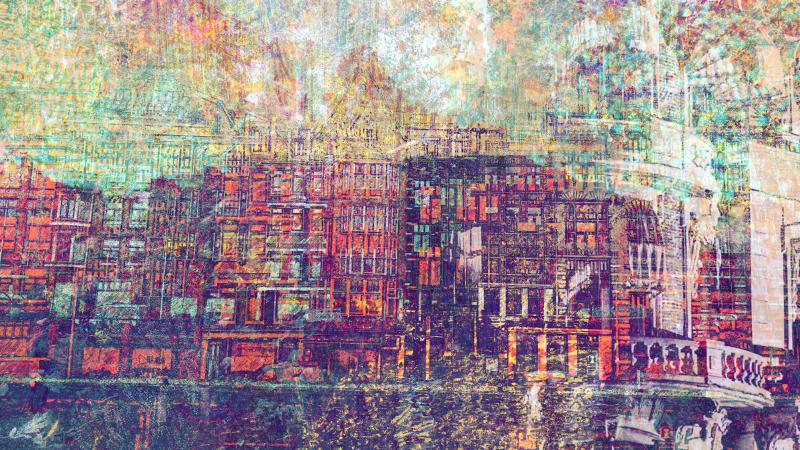 An impressionistic scene from every canal in Amsterdam